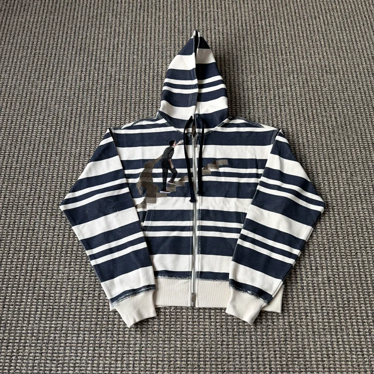 American retro navy blue and white stripes